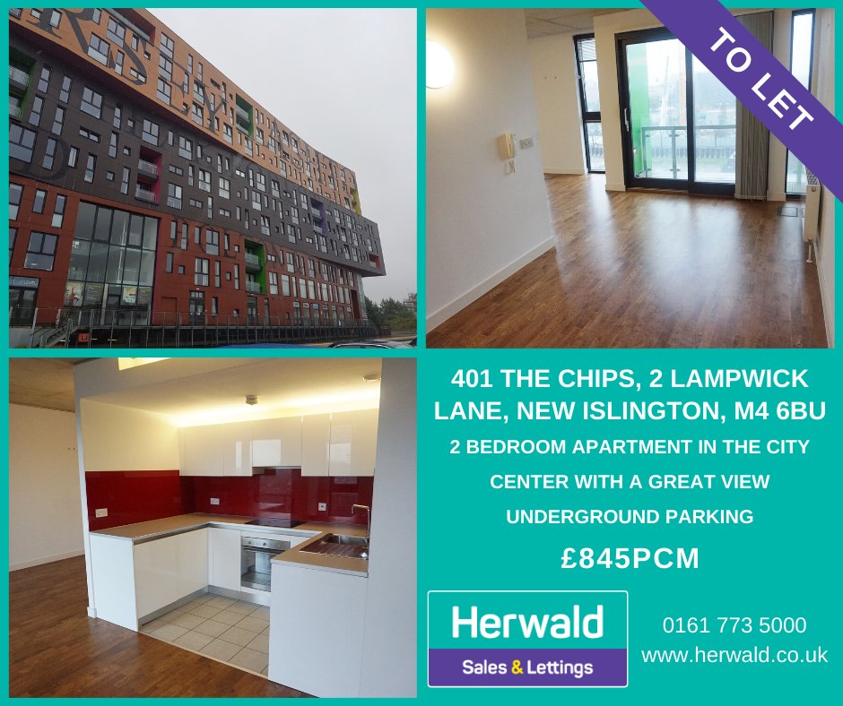 TO LET – 2 Bedroom apartment in the city center with underground parking in New Islington! Visit our website for more details using the link below⬇️

herwald.co.uk/the-chips-401-……

If you would like to discuss this property further please contact our office on 0161 773 5000 🏠