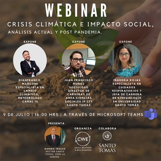 SantoTomasLS's tweet photo. Comunidad, dejamos invitación al WEBINAR: CRISIS CLIMÁTICA E IMPACTO SOCIAL, análisis actual y post pandemia. En este webinar participaran académicos de nuestra institución en conjunto al especialista Gianfranco Marcone.
Para asegurar tu asistencia: https://t.co/U8YrjhHnzE https://t.co/pRimc8RvtY