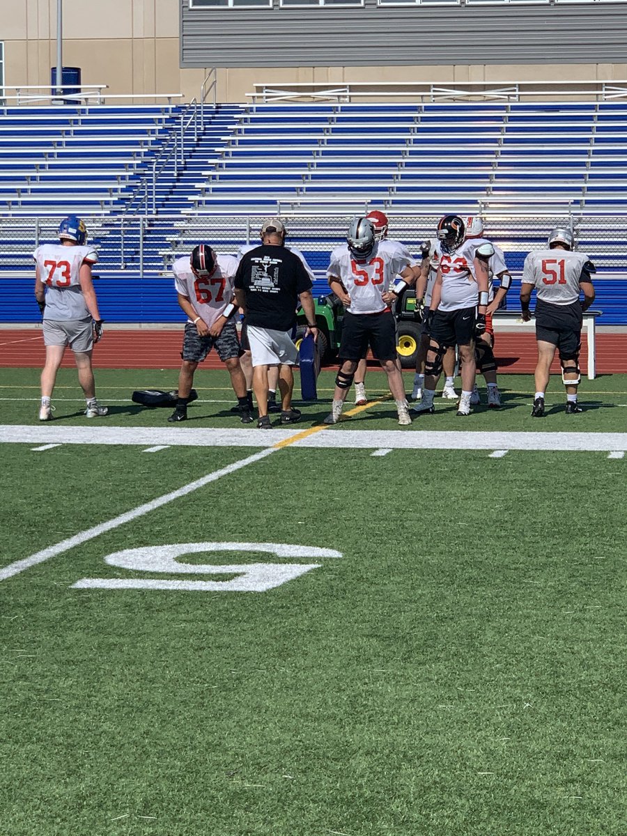 Coach K coaching them up this morning. Battle of the trenches! #SouthSquad #letitshrine #MoreThanAGame #NSB62 ⁦<a href="/NEShrineBowl/">Nebraska Shrine Bowl</a>⁩