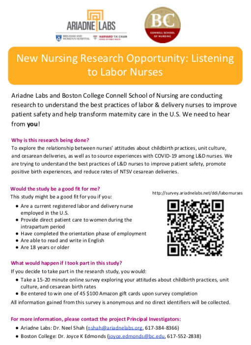 BC_CSON's tweet photo. #labordeliverynurse #labornurse play an important role in ensuring a positive birth experience and patient safety. We at @ariadnelabs @BC_CSON want to learn from YOU! Take our 20-min survey here: https://t.co/62sKjufJ8L #WhyINurse https://t.co/bf9t6tFird