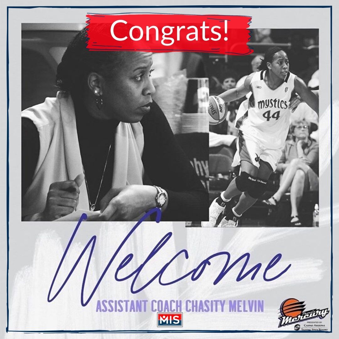 MiSportsBiz's tweet photo. #MiSatWork: Congrats to our fellow member, Chasity Melvin, for her new role as Assistant Coach for the #PhoenixMercury (graphic via @PhoenixMercury) https://t.co/UHAahFYLO7