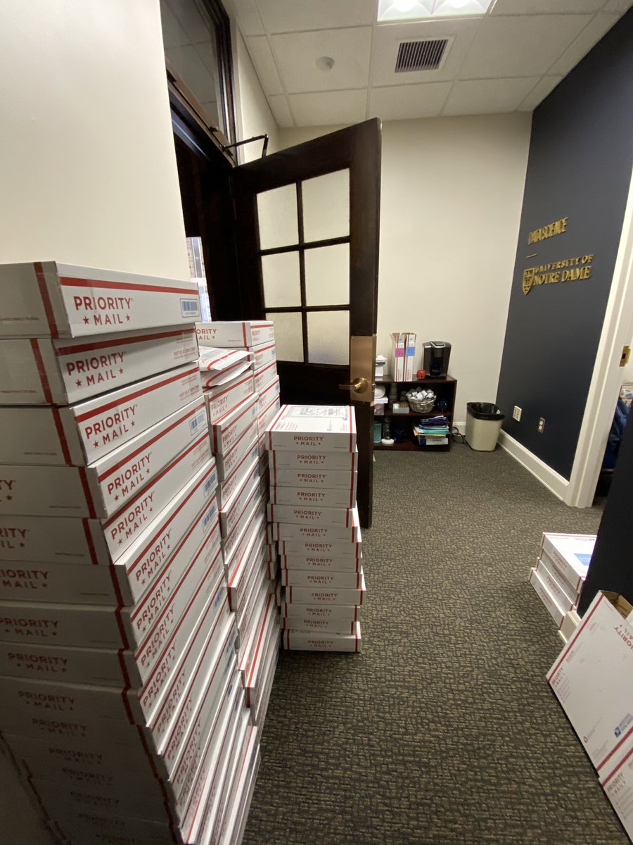 DataSciND's tweet photo. Getting the immersion and welcome boxes ready to send out to every student today! We can’t wait to see everyone (online) for immersion next month. ☘️ #nddatascience #NotreDame https://t.co/XRF4IhleQo