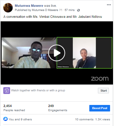 Watch Ms. Vimbai Chiwuswa, a Representative of the C2C Campaign, who is based in the UK. If you need2be part of this exciting initiative, please contact Vimbai on +44 7493 697945 (what's app).

facebook.com/mutumwamawere/…

Be the change by thinking and acting on thought.