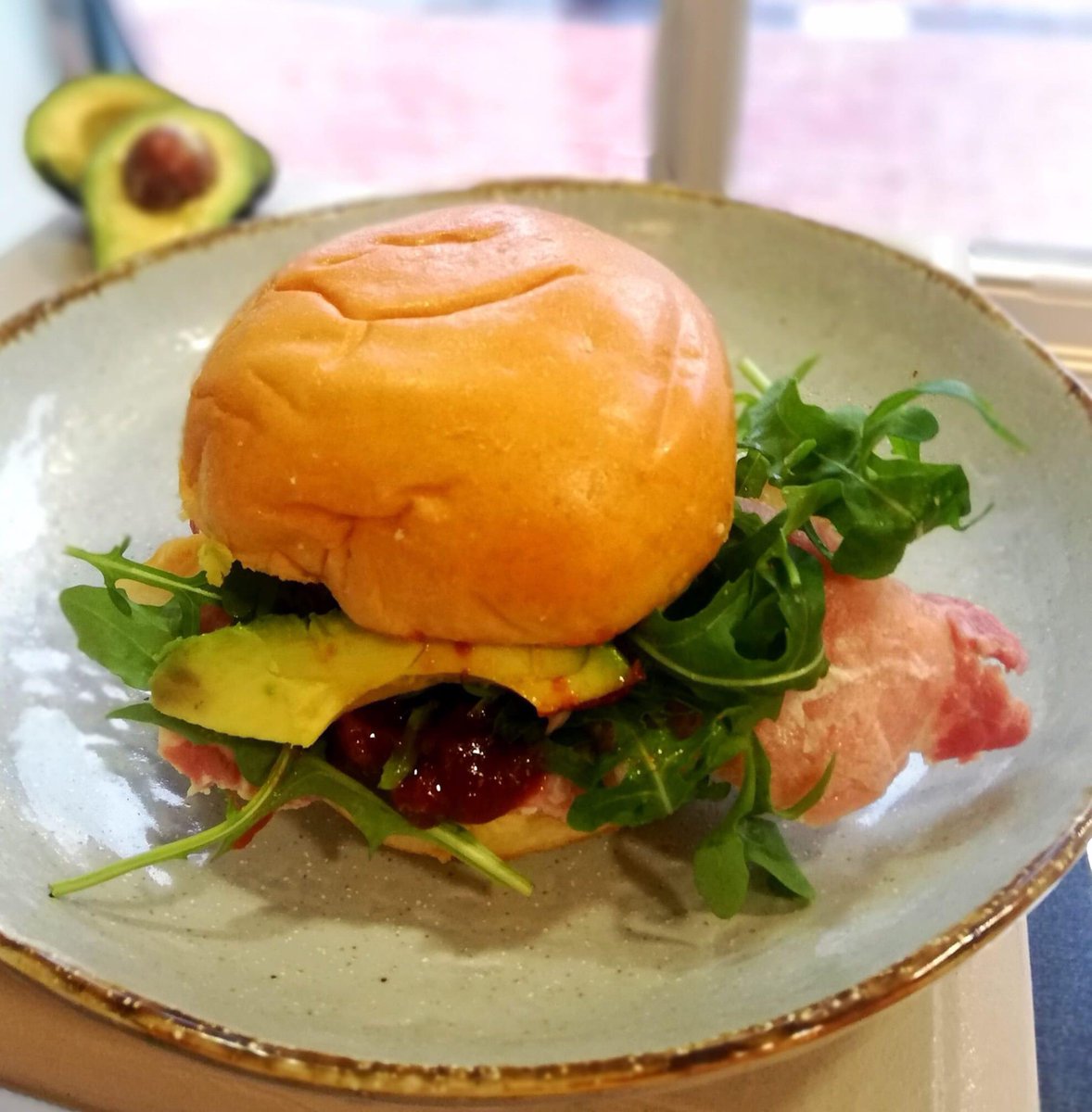 Brioche Breakfast Bap... with avocado, bacon &amp; rocket 😋 #tasty #greatstarttotheday