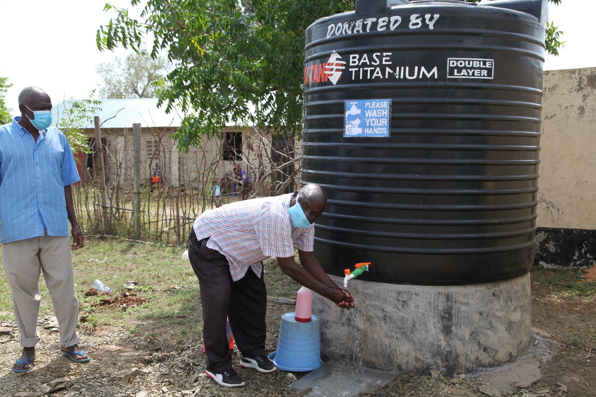 BaseTitanium's tweet photo. Not letting our guards down in the fight against Covid-19, Base Titanium was in Kinango Sub-County where we were joined by Kinango ward MCA Hon. Alfred Bavu to install more hand-washing units in the area. 

Two units were placed at Mwembeni trading centre &amp; Lutsangani dispensary. https://t.co/vg2v0ZLytO