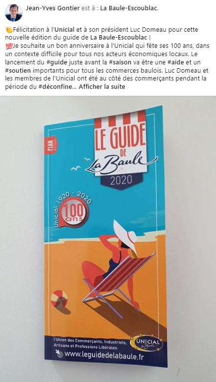 Jean Yves Gontier Felicitation A L Uniciallabaule Et A Son President Luc Domeau Pour Cette Nouvelle Edition Du Guide De Labauleescoublac Je Souhaite Un Bon Anniversaire A L Unicial Qui Fete Ses