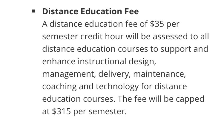 Hey UNT! Expect to be charged $315 for web based classes! This is relatively new I believe but since we no longer get an itemized breakdown on our My UNT account for tuition fees I can’t exactly pin point of this was always enacted. More fees here:  https://sfs.unt.edu/explanation-fees