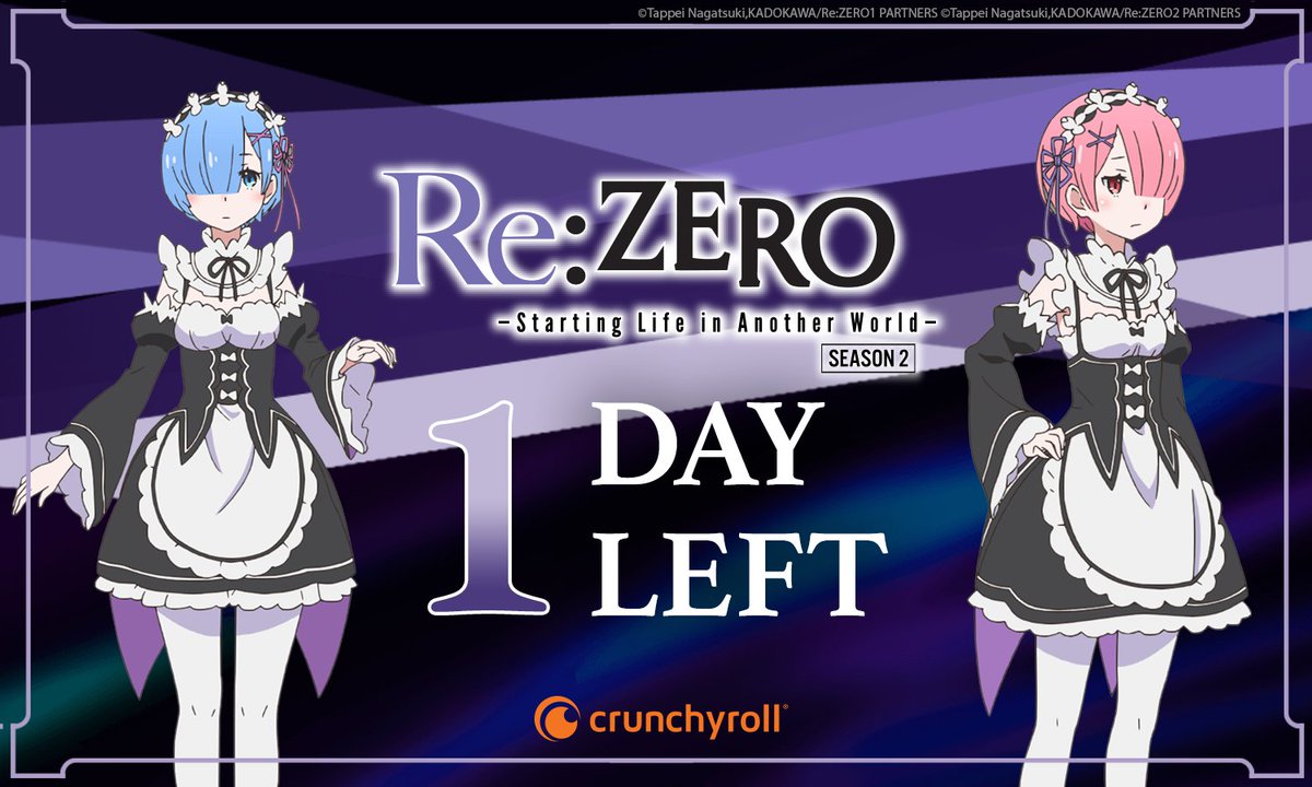 Crunchyroll's tweet photo. Watch Re:ZERO Season 2 TOMORROW! 💜 https://t.co/CtC3TNzRtv