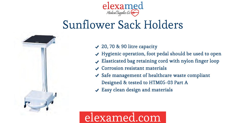 elexamed's tweet photo. Sunflower Sack Holders

->20, 70 &amp; 90 litre capacity
->Hygienic operation, foot pedal should be used to open
->Designed &amp; tested to HTM05-03 Par

#sunflower #sackholders #hygienic #easyclean #elasticated 

Buy NOW - https://t.co/06pp7XW8hX https://t.co/8axveEe3Rh