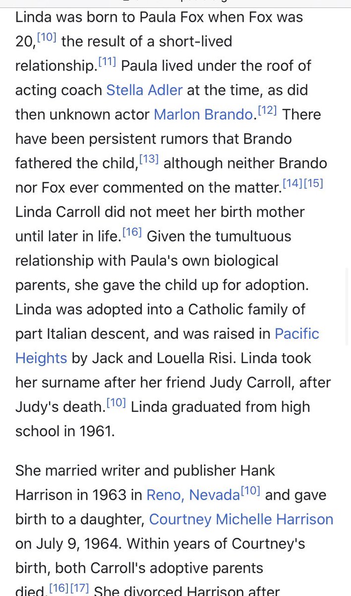It’s been rumored that Marlon Brando might be  #courtneylove’s grandfather. So much so, that her mother’s wiki entry even mentions it (I know these can easily be edited, but they can also be wiped- & w/more ppl waking up, they are now)
