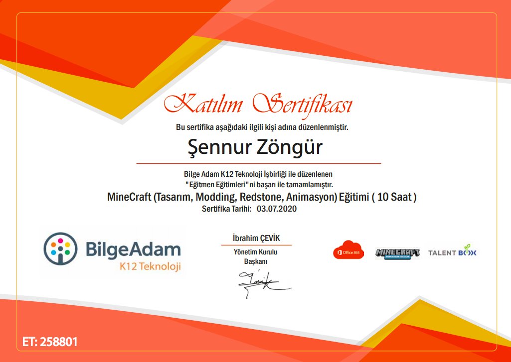 snnr_kkn's tweet photo. 29 Haziran'da başlayan bir hafta dolu dolu süren Bilge Adam K12 Teknoloji işbirliği ile düzenlenen BT Eğitmen Eğitimleri TalentBox + Office365 + Minecraft Education 3'lü Platform Deneyimi Programı" nın başarılı bir şekilde tamamladık. @bilgeadam #talentbox #Office365 #Minecraft https://t.co/DQH7K0iivl