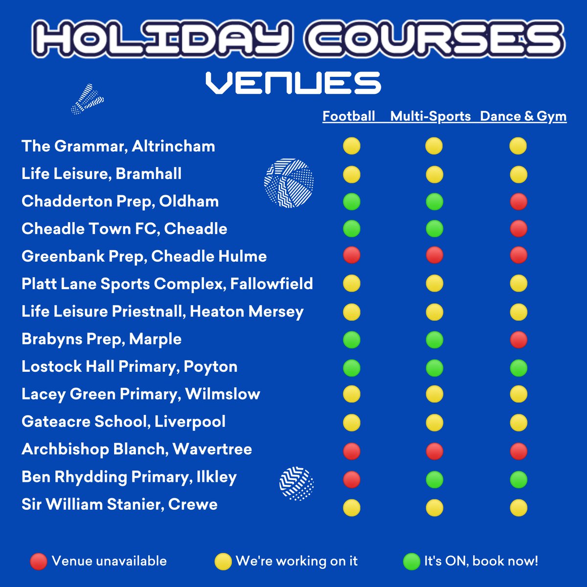 LSCMerseyside's tweet image. We're getting lots of messages about holiday courses venues this summer, we're working hard to get as many as possible! ⚽🎾💃🕺🏐

This is where we're up to, look out for more posts when we know more! 👀

Book now 👉 littlesportscoaching.co.uk/book/?programm…

#MORECHILDREN #MORESPORT #MOREACTIVE