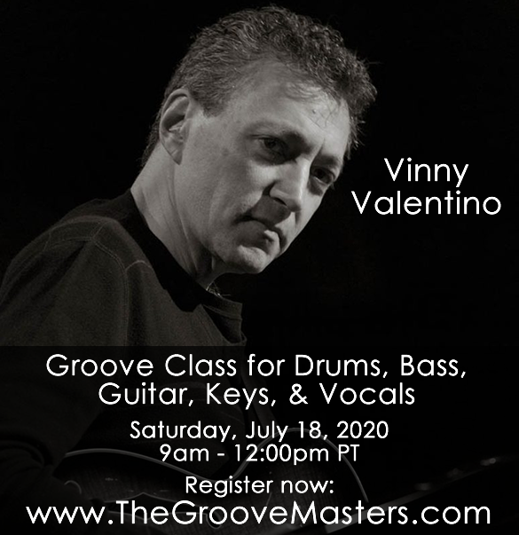 GrooveMasters's tweet image. LIVE ZOOM CLASS! @VVguitar (Steve Smith/George Benson) will run his Groove Class on July 18 at 9am PT! Limited to just 10, he'll send you a track to work on and discuss. Open to drummers, bassists, singers, keyboardists, and guitarists. Register now: thegroovemasters.com