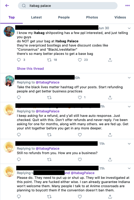 here are some various tweets/comments of people commenting on the situation—generally, it seems to be the same across the board that people are not getting their orders and not being communicated with.