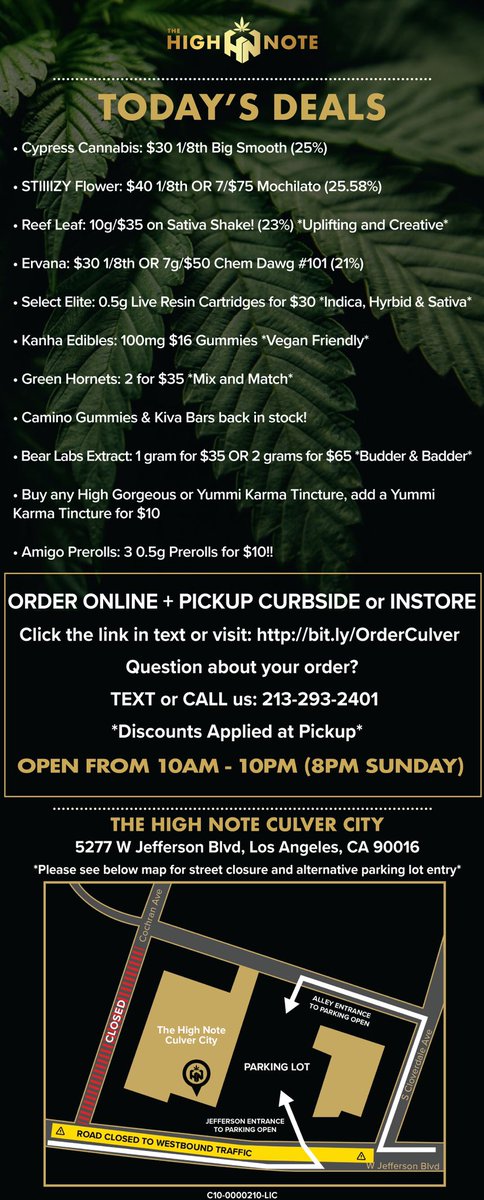TheHighNoteCA's tweet photo. Tuesday #deals are here! Stock up on #cypresscannabis @stiiizy @gocaliva @ErvanaCraft #selectvapes @BySunderstorm #greenhornet @KivaConfections #bearlabs @_HighGorgeous @YummiKarma @Amigocannabis https://t.co/zljroZTn5s