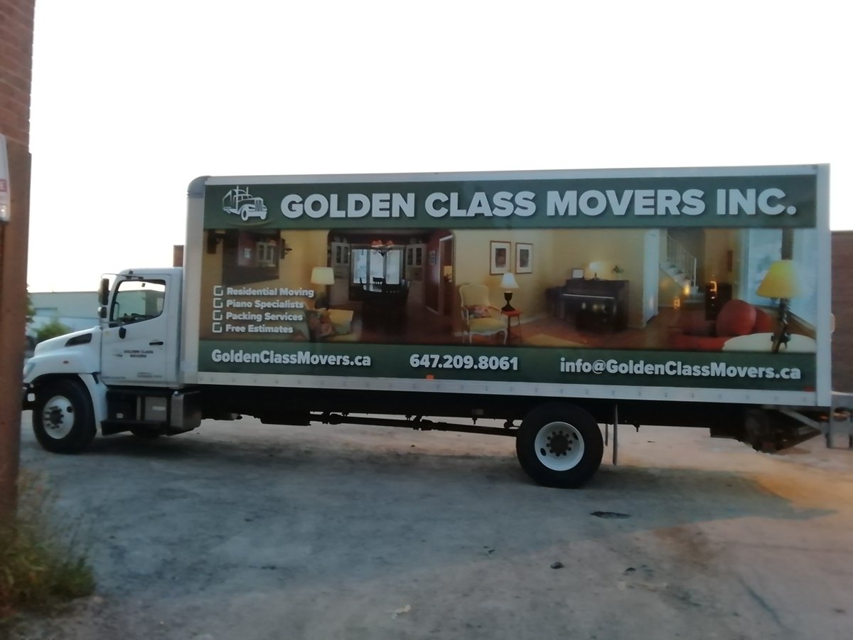 MYCGraphics's tweet photo. Our dedicated install team successfully installed this truck wrap in one day. Thanks a lot to @goldenclassmovers and Desi for trusting us with the design and installation for your truck-wrap, we look forward to continuing to work with you in the future.
#truckwraps #fleetwraps https://t.co/GBVoOCjtj9