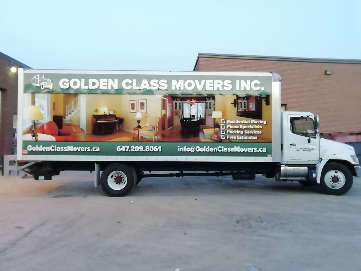 MYCGraphics's tweet photo. Our dedicated install team successfully installed this truck wrap in one day. Thanks a lot to @goldenclassmovers and Desi for trusting us with the design and installation for your truck-wrap, we look forward to continuing to work with you in the future.
#truckwraps #fleetwraps https://t.co/GBVoOCjtj9