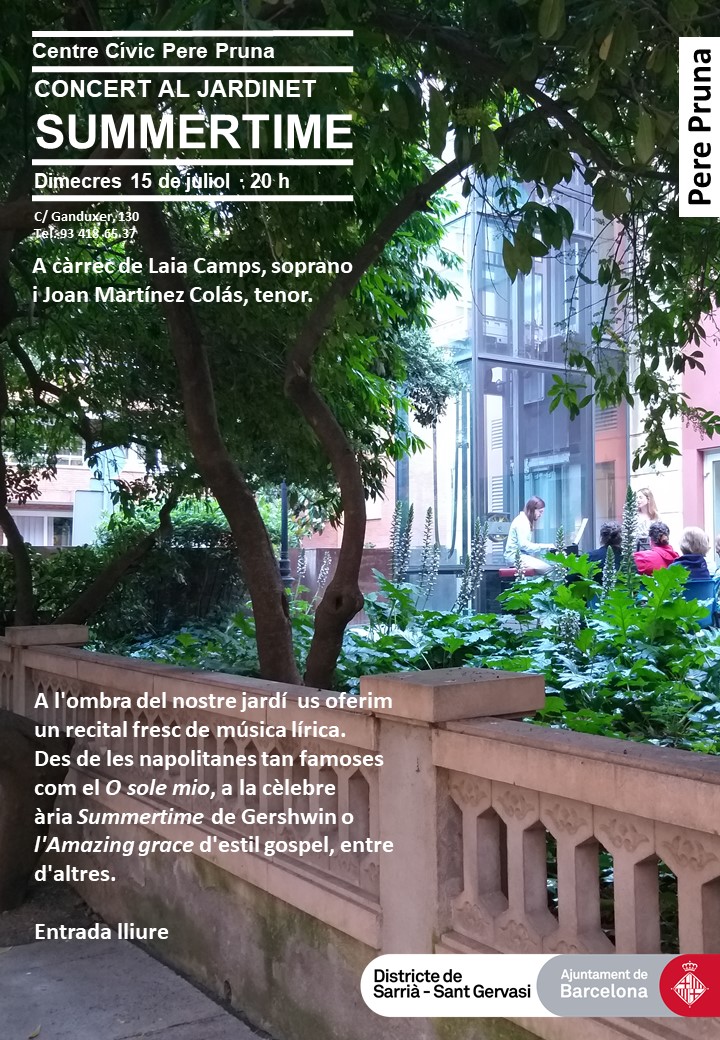 cc_PerePruna's tweet photo. Per fi ja us podem dir que....tindrem un concert al jardinet del centre!!🥳🎶😍
Dimecres 15 de juliol a les 20 h us esperem per gaudir, a l'ombra del nostre jardí, d'un recital de música lírica a càrrec de Barcelona Clàssic Concert.
Us esperem!
@CcivicsBCN @Bcn_SSTG https://t.co/2RrMPUFTBg