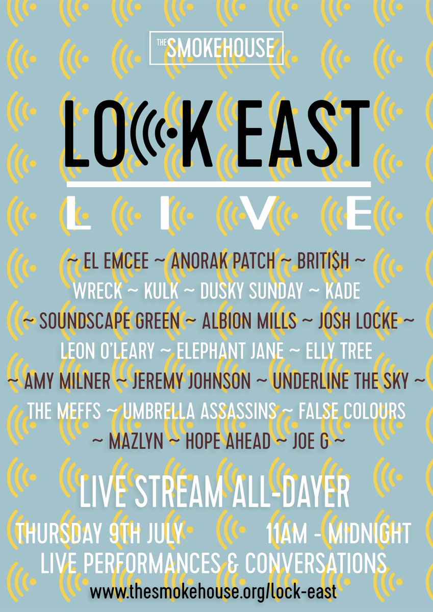 TheSmokehouseUK's tweet image. 🎉 More acts announced for our first live-streamed all day festival Lock East Live!

We will be raising money during the day for the amazing charity @ISCRE_Official which you can now donate to here: gofundme.com/f/lock-east-li…