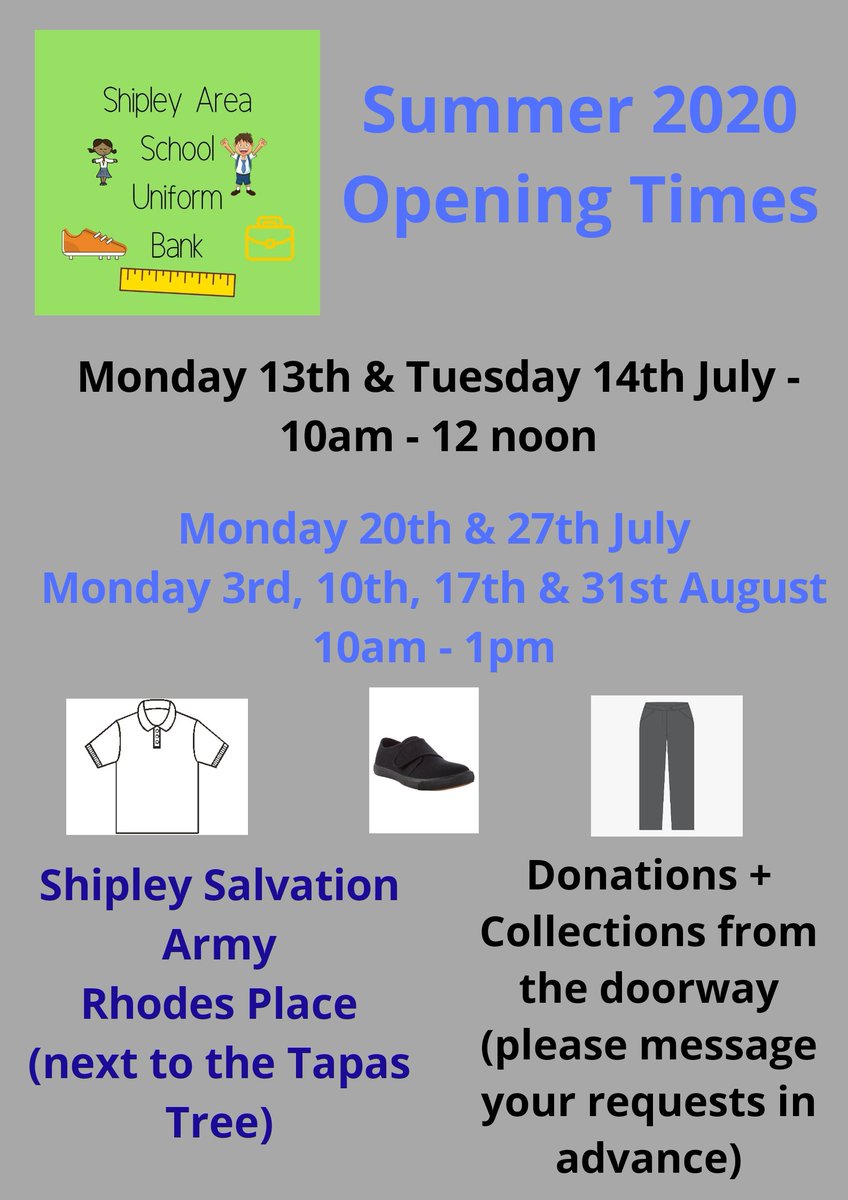 We're back!! Open to ALL FAMILIES - send your requests via Facebook, email or give us a call. #uniformbank #shipleyschools #savemoney #savetheenvironment