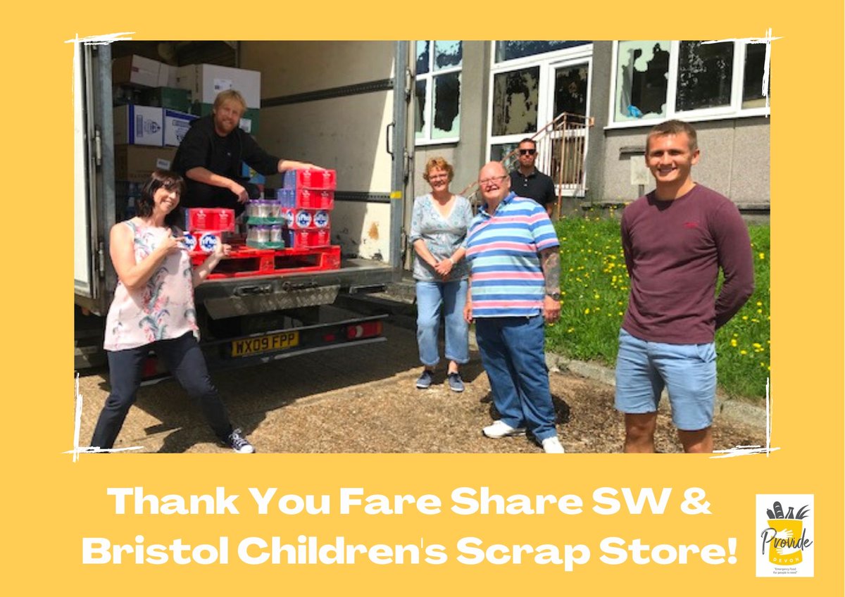 providedevon's tweet photo. 💛Thank you @BristolScrapStore for delivering 2 pallets of fantastic food from @faresharesw today. Huge thanks also to our amazing team of volunteers who helped unload and sort it out to go into crisis food packs as well as on to other Plymouth charities too💛 https://t.co/SSsvTLYrHO