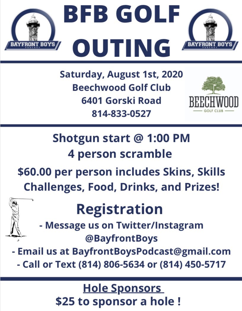 BFBProductions_'s tweet image. First annual Bayfront Boys Golf Outing! 

Get your foursome and come enjoy a day on the golf course! 🏌️‍♀️ ⛳️ 🏌🏽 

Information to sign up ⬇️