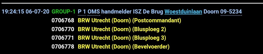 Melding brandweer Woestduinlaan Doorn