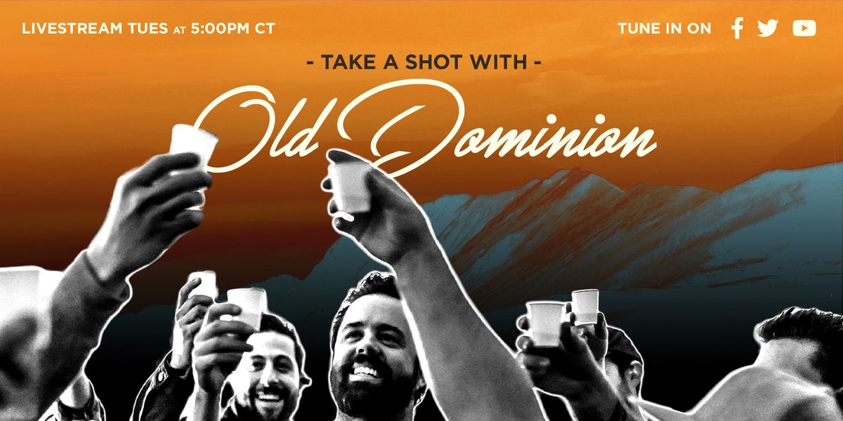 Let’s hang today at 5pm CT on Facebook, Twitter and YouTube. TJ Osborne of @brothersosborne is gonna join us for a few shots. Set a reminder to watch here OD.lnk.to/live77 #canteranegra #weareolddominion