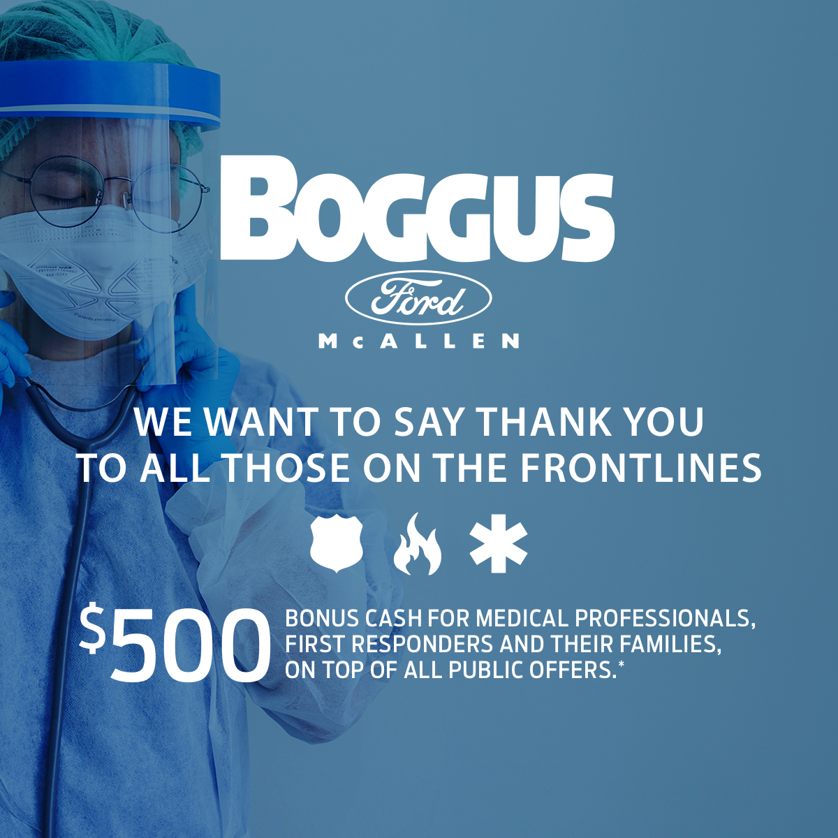 boggusford's tweet photo. As a thank you for continuing to take care of our community in the Rio Grande Valley, Boggus Ford McAllen is offering a $500 bonus for our frontline workers on top of our current offers. Feel free to message us regarding this offer
#BoggusFord #McAllen #RGV https://t.co/d2bOJ2sCQ1