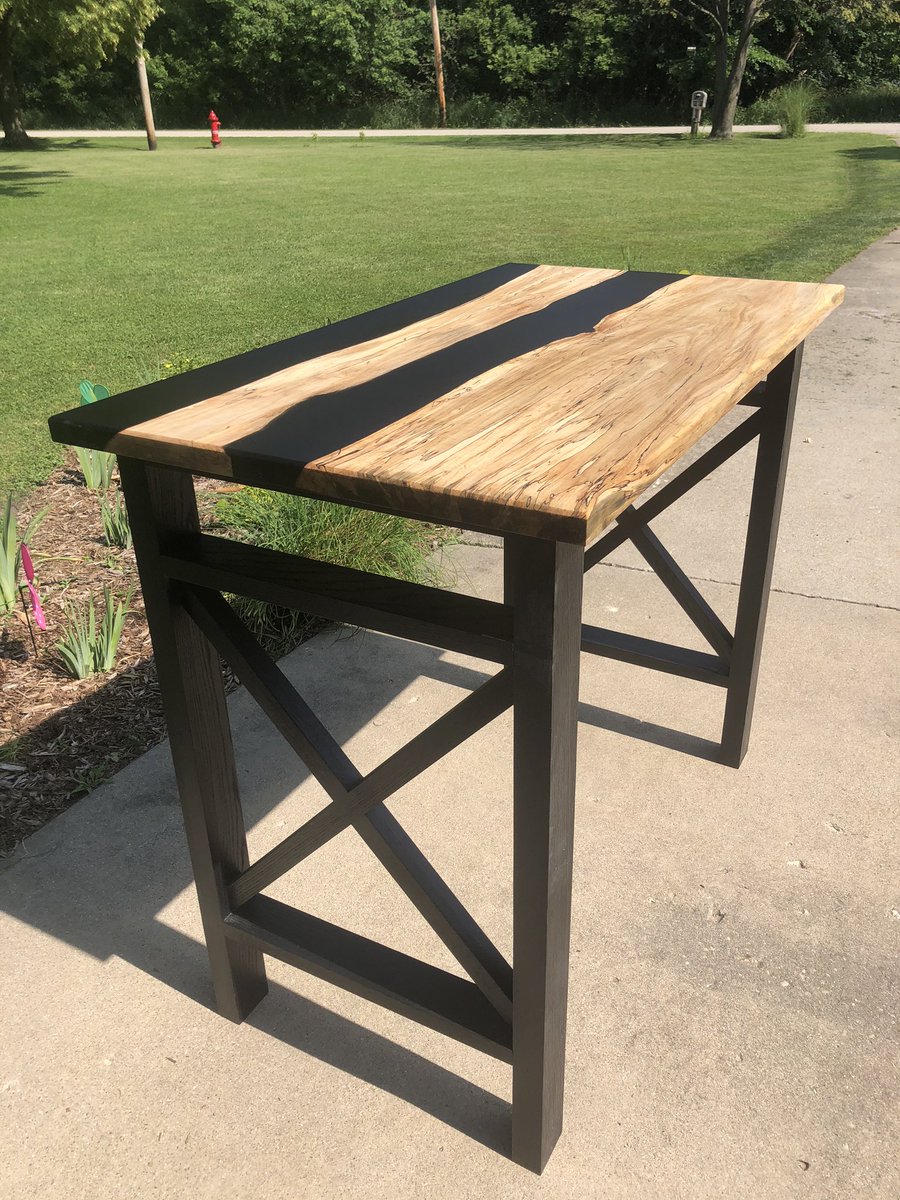 BuppWoodworks's tweet photo. New pub table! Spalted hickory and black epoxy river top, wire brushed ash legs painted black. Functional art!
@eco_poxy #epoxywood #rivertable #pubtable #bar #woodworking #furniture #table #finewoodwork #woodworker #SmallBusiness #handmade #supportsmallbusiness https://t.co/BXwONGLJ3i