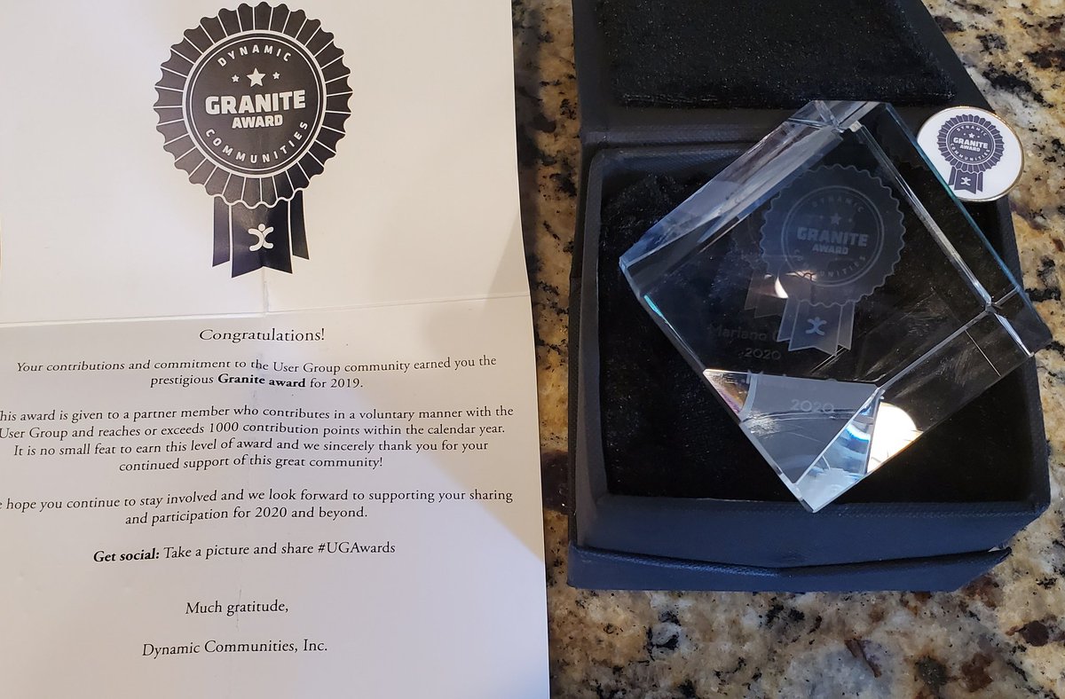 dgpblogster's tweet photo. Thanks to @UGCommunities for the Granite #UGAward 2019 recognition. Love the whole kit! https://t.co/Af7DiJAZa5