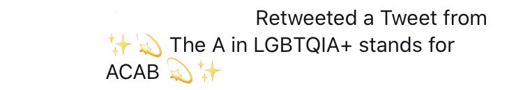 HazelTheWriter's tweet photo. Yo as an Asexual who is constantly erased by not only the general public but members of the LGBTQIA+ community- please stop saying the A in LGBTQIA stands for anything but Asexual. Stop erasing Aces- support ACAB but not at the cost of erasing an already marginalized community. https://t.co/JJT4SnrmmB