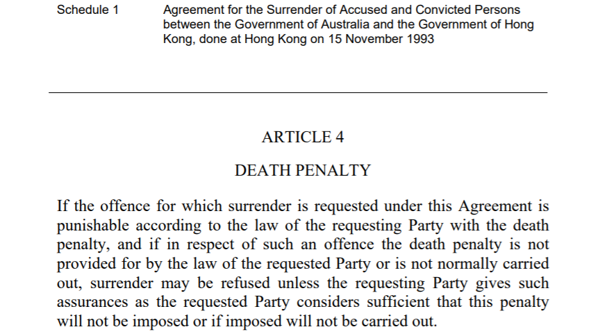 5. Although unlikely, it could lead to Australians being subjected to the death penalty. Assurances the  #HongKong gov gives via  #NSL, including Art 4 is worthless, given recent comments.Given Australia’s opposition to the death penalty internationally, this is alarming.