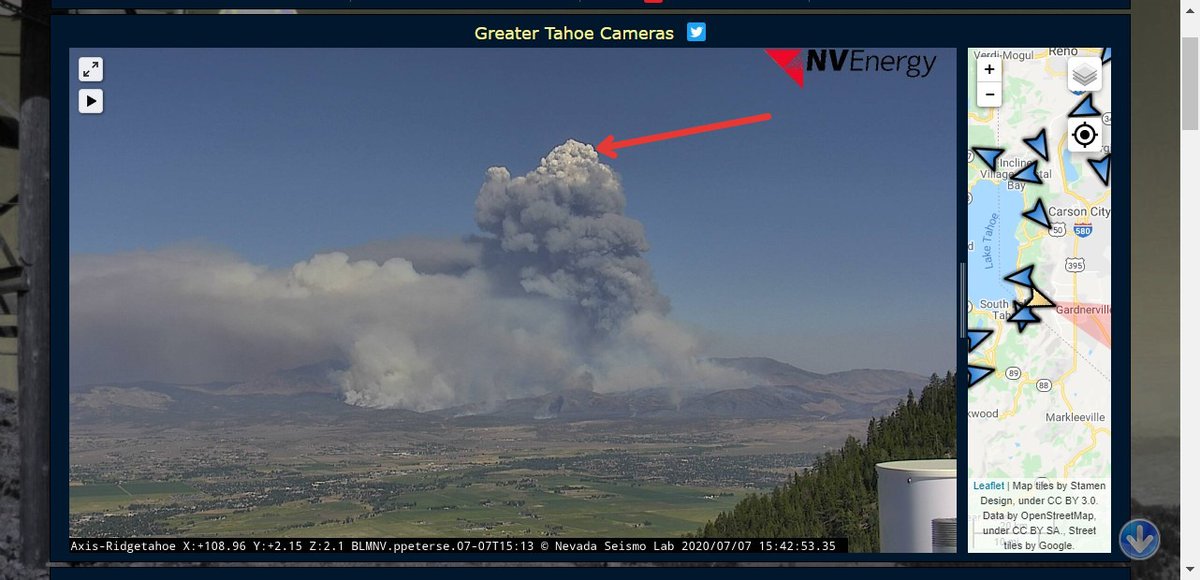 WildlandFirefig's tweet image. #NumbersFire Lo que se ve blanco no es humo. Eso ya es humedad (agua) condensada, es decir, nubes. Es un pirocúmulo #PyrCB