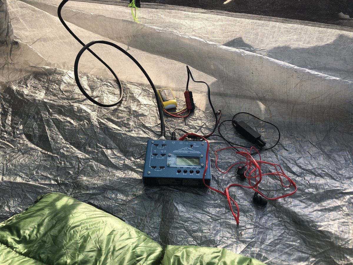 KB1HQS's tweet photo. 17 miles later today I reached Stratton Mtn. Sweet accommodations. Time to get on the air and make some SOTA QSO’s. Freq: 14.06 #hamradio #SOTA #CW #QRP #longtrail #POTA #VT https://t.co/mu1aAKziYm