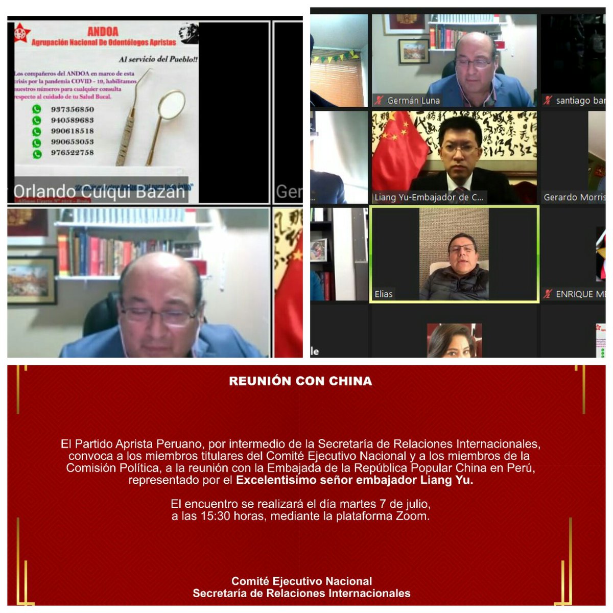 ANDOA12's tweet photo. Reunión con la Embajada de la República Popular China en la que participó nuestro Secretario General del ANDOA. https://t.co/drCW3KcCp6