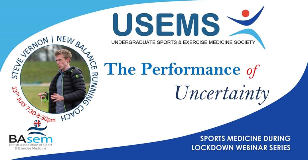 UndergradSEMS's tweet photo. USEMS Lockdown Webinar

👟 The Performance of Uncertainty 
🏃‍♂️ Steve Vernon
📆 13th July 19:30 - 20:30
🎟 https://t.co/4YmfPavRav

#USEMS2020 #NewBalance #running https://t.co/4sQ6P5iAMG
