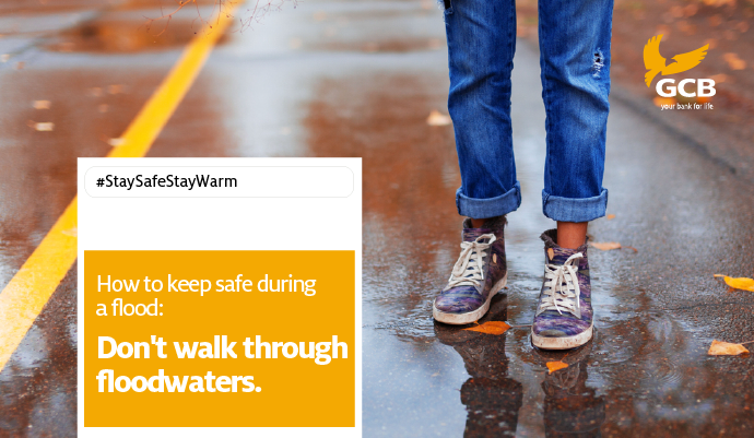 GCBBankPLC's tweet image. There may be pieces of harmful metals or live wires underneath flood waters. Do not walk through them.

#StaySafeStayWarm
#YourBank4Life