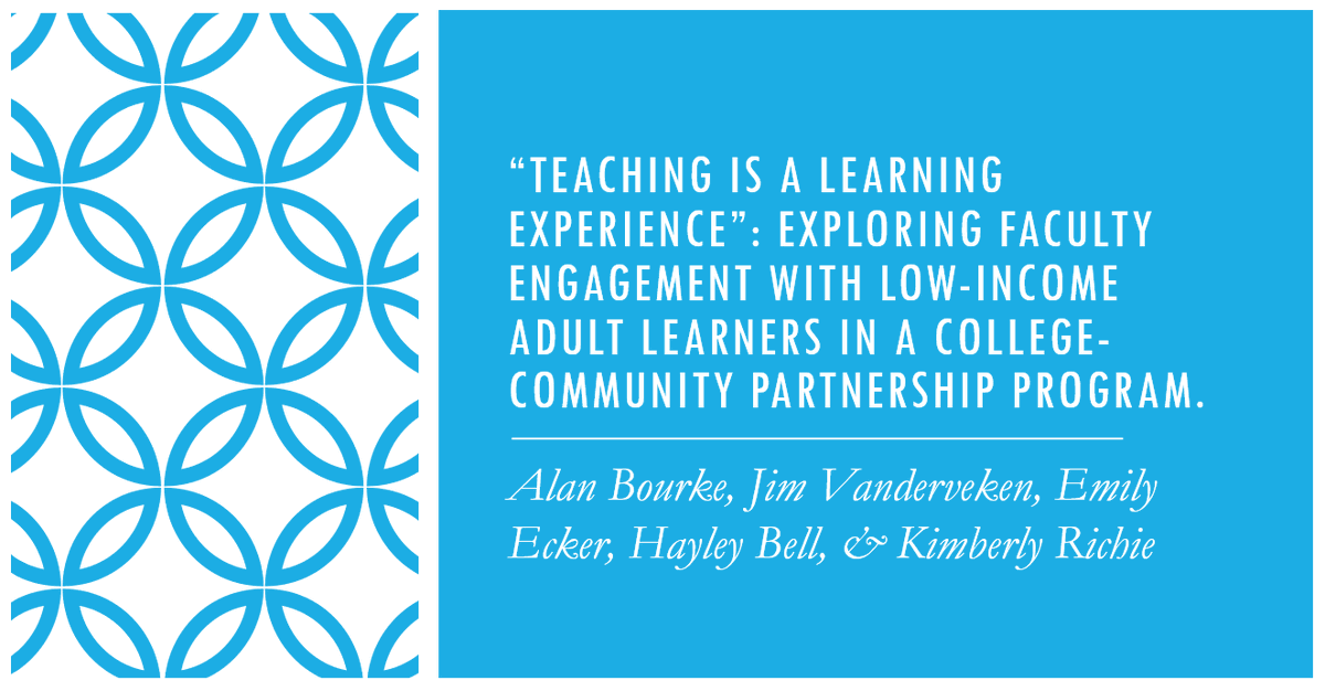 CJE_RCE's tweet photo. How do college faculty work to create engaging and empowering classroom environments for low-income adult learners? https://t.co/bXO3V576ve https://t.co/yWJocQ29TU