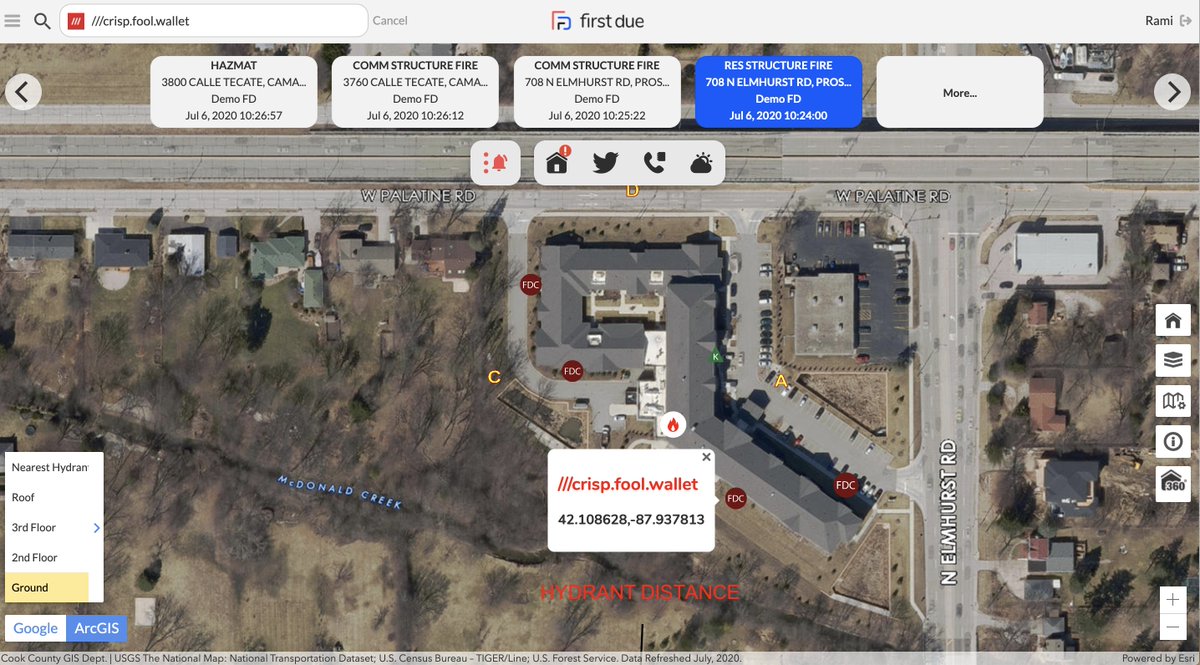 screen shot of first due app reporting incident at ///crisp.fool.wallet