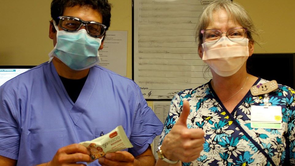 HRRMCSalida's tweet photo. We want to thank @gomacro for sending us the delicious double chocolate peanut butter bars! Our frontline healthcare workers are grateful for your generosity and consideration. https://t.co/NgkK1siKga