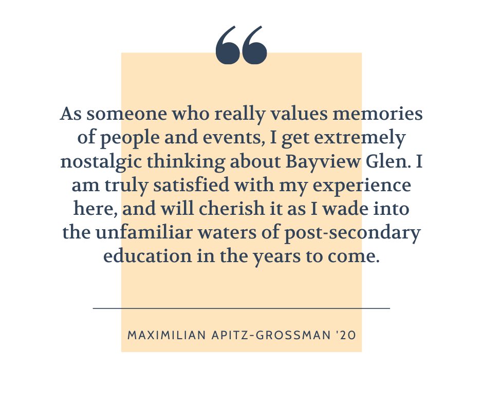 bayviewglen's tweet photo. #BVGAlumni, what’s your favourite memory from Bayview Glen? #gradquotes #BVGGrads2020 @bvgalumni #BayviewGlen #bvgschool #graduation #graduate #independentschool #cais #cisontario #strongertogether https://t.co/C3Nk1HZPtF