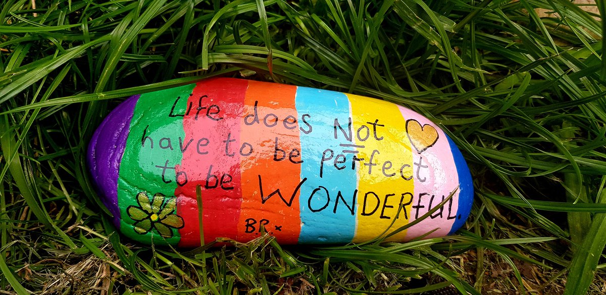 Wise and meaningful words on this beautiful Battle Rock I found today..."Life does not have to be perfect to be wonderful" ❤🧡💛💚💙💜🌈🌈🌈🌈🌈💜💙💚💛🧡❤#kindnessrocks #BattleRocks