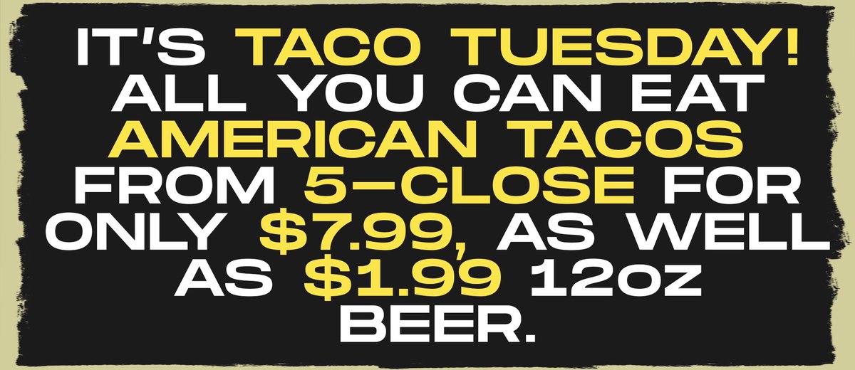 elcidlex's tweet photo. Nothing beats taco Tuesday! Come in every Tuesday for this great deal🌮 #ElCid https://t.co/P4n0zkZUkH
