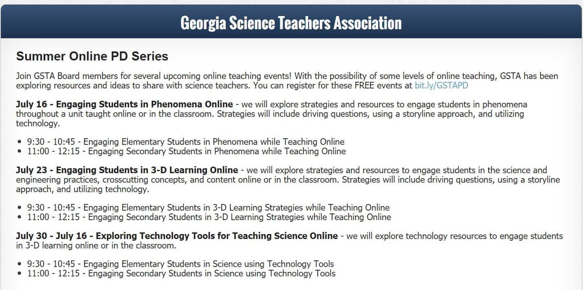 GSTANews's tweet photo. GSTA is offering PD to support teachers if teaching online. You can register at https://t.co/0WeRvOhdY8 https://t.co/lVULP8YJlE