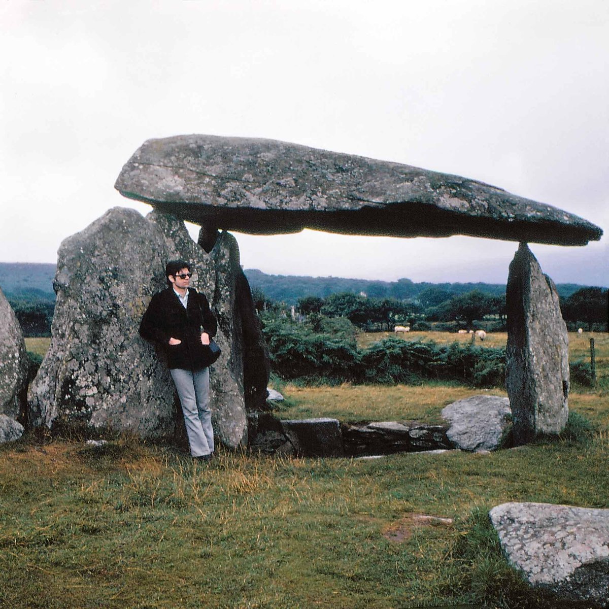 Robert Smithson with neolithic Pentre Ifan Dolmen at Pembrokeshire Coast National Park