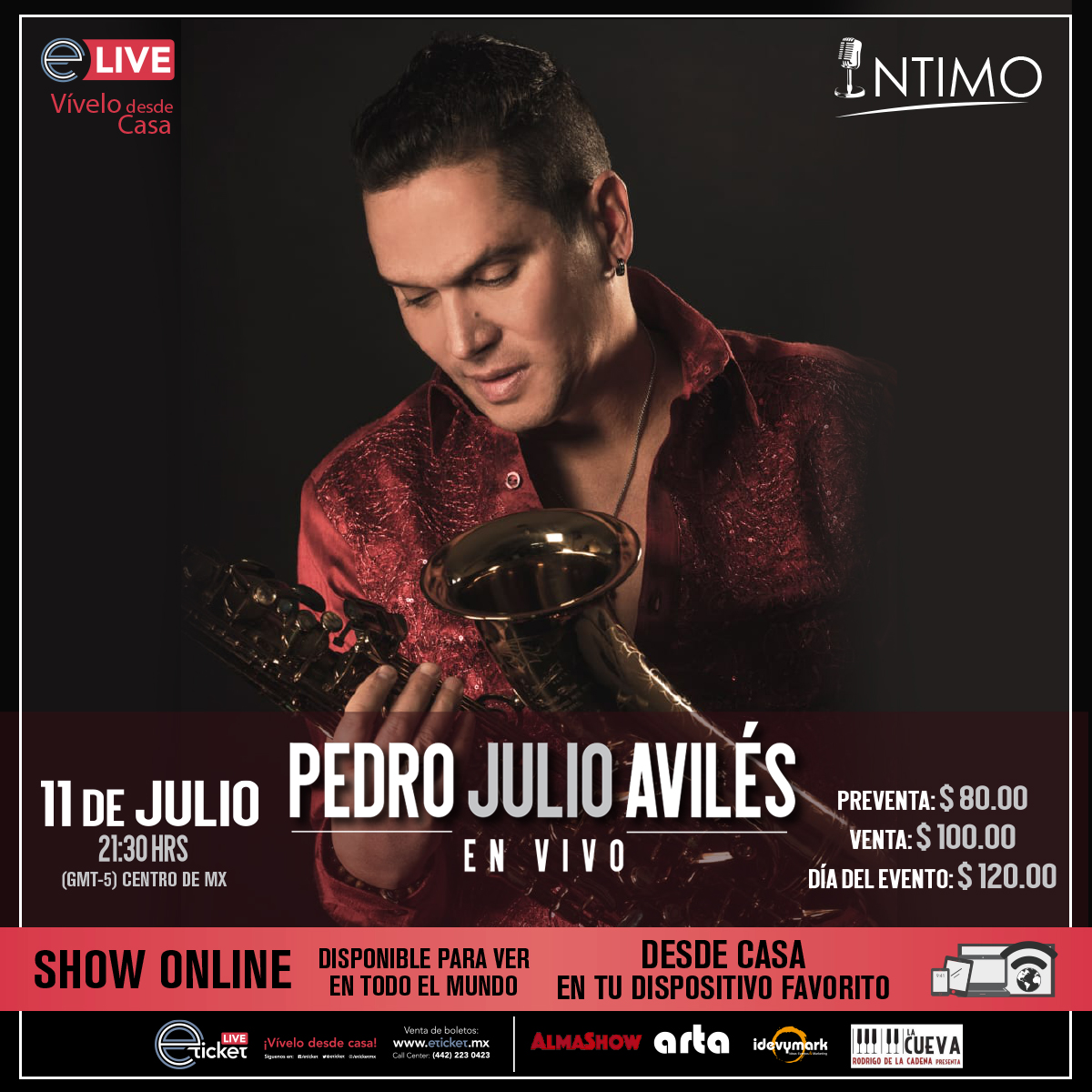 MonstrumMx's tweet photo. ¡@SaxAviles nos traerá un gran concierto de Sax totalmente en vivo este Sábado 11 de Julio por #ETicketLive !

Deléitense con una gran noche, acompañados de un buen vino y la mejor música de este intérprete del Jazz.

Boletos están a la venta:
https://t.co/l5QPfKPncd

@AlmaShowMx https://t.co/SvyVZhjmul