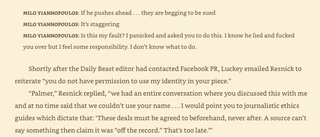 Did you know that ex-Daily Beast “journalist”  @gideonresnick outed Palmer Luckey for supporting a pro-Trump meme group - after the journalist had agreed *in writing*, to withhold Luckey’s identity unless they got his permission?