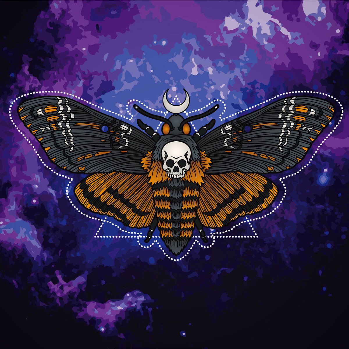 StudioKitsu's tweet photo. This started as a practice sketch in procreate but I loved it so much I had to finish it!

#moth #deathhawkmoth #skull #goth #witchyvibes #egirl #eboy #occult #occultart #mothart #bugs #occultfashion #deathmoth #deathmothtattoo #procreate #procreateart https://t.co/u2kYYW7yOO