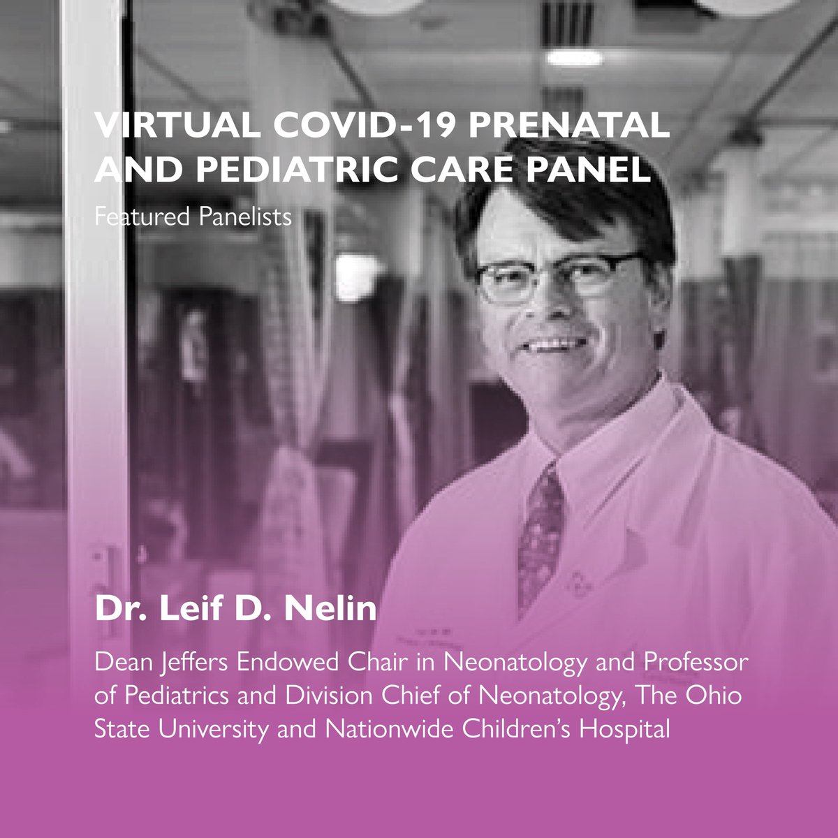 smilechildapp's tweet photo. We are also happy to welcome Dr. Leif Nelin to our virtual panel event to be held tomorrow night. Dr. Nelin is the Division Chief of Neonatology at Nationwide Children’s Hospital and conducts clinical research on respiratory diseases in newborns. https://t.co/uHOt9p14LB